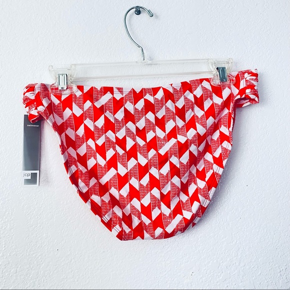 JCPenney NWT Geometric Boho Swim Ruched Side Bikini Bottom Large - Picture 2 of 6